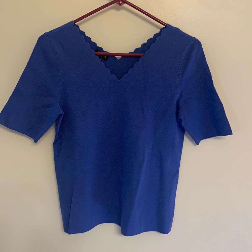 NWT Talbots scalloped neck sweater. Blue, Mp